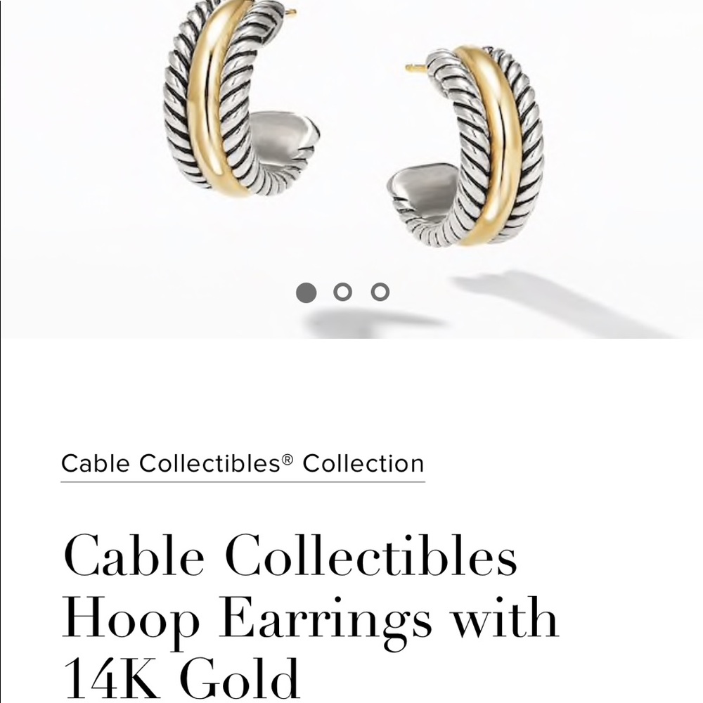 David Yurman Cable hoop earrings Gold 14K